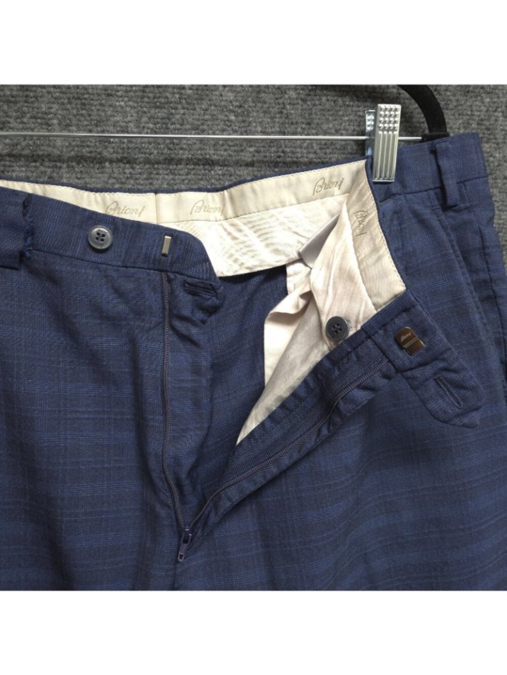 Brioni Dress Pants Mens 36x28 Blue Windowpane Check Distressed - Picture 9 of 11